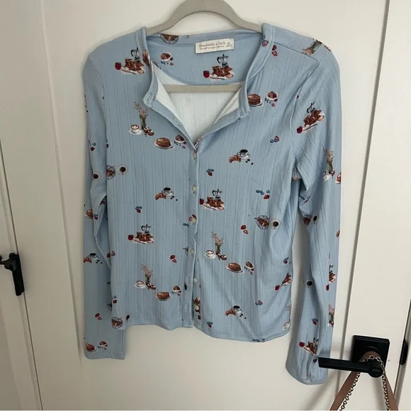Abercrombie & Fitch Blue Food Print Pajamas Size Medium - Picture 2 of 6